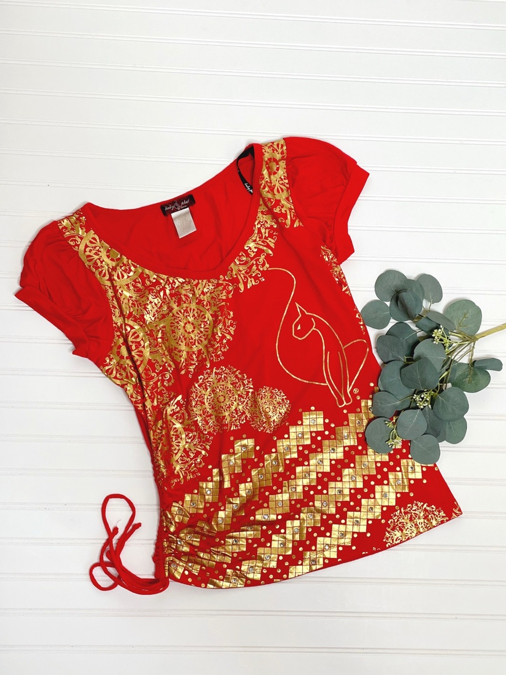 Baby Phat Y2K Ruched Side Tunic Top